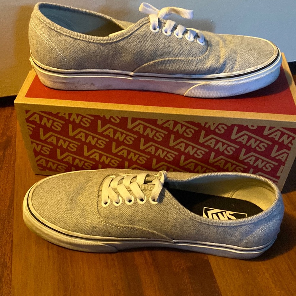 Grayish vans shoes men’s size 8.5 women’s size 10